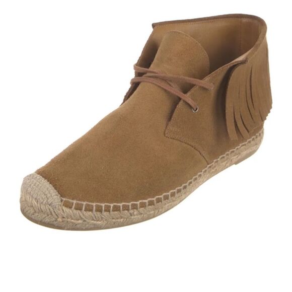 YSL, Saint Laurent, Suede Fringe Trim Accent Loafers Espadrilles, Like New - Picture 2 of 7